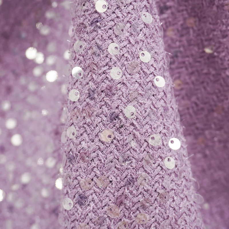 

The Purple Acrylic Sequins Tweed Fabric For Coat 트위드젤ツイード Tissu Au MÈTre Ткань Для Sewing By The Yard Tecido Glitter Cloth 패브릭