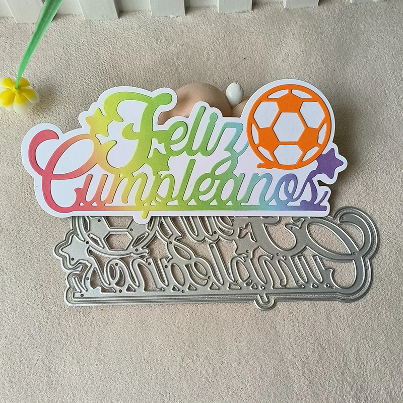 

New Spanish Happy birthday metal cutting die mould scrapbook decoration embossed photo album decoration card making DIY