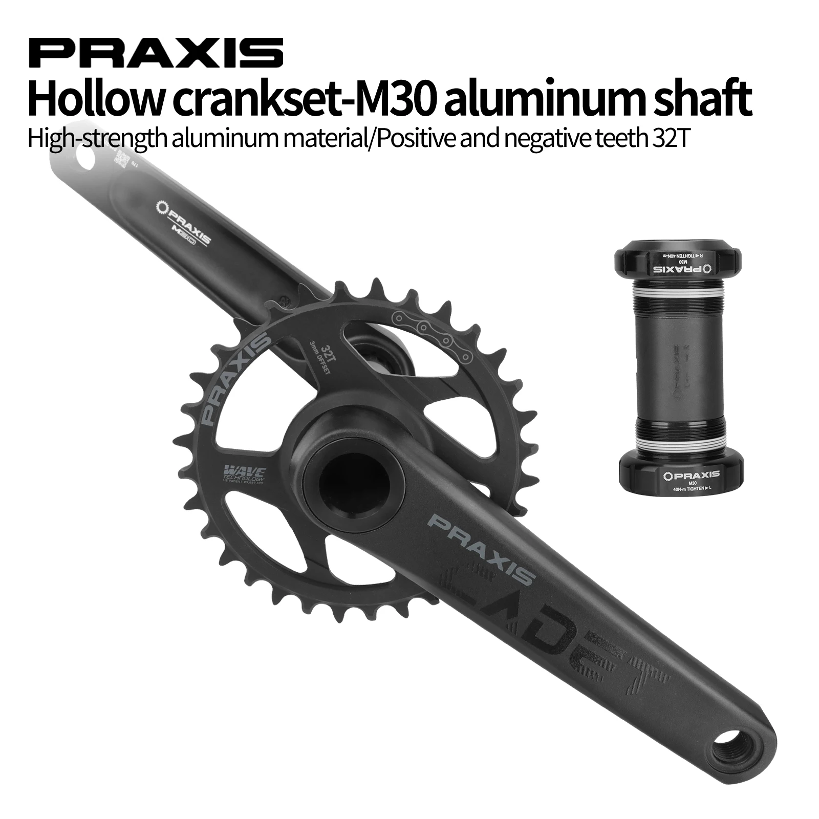 未使用 Praxis Works CADET 32T 1x12速 170 M24 USED Shimano SLX 1x12 Mountain Groupset w/ Praxis Cadet