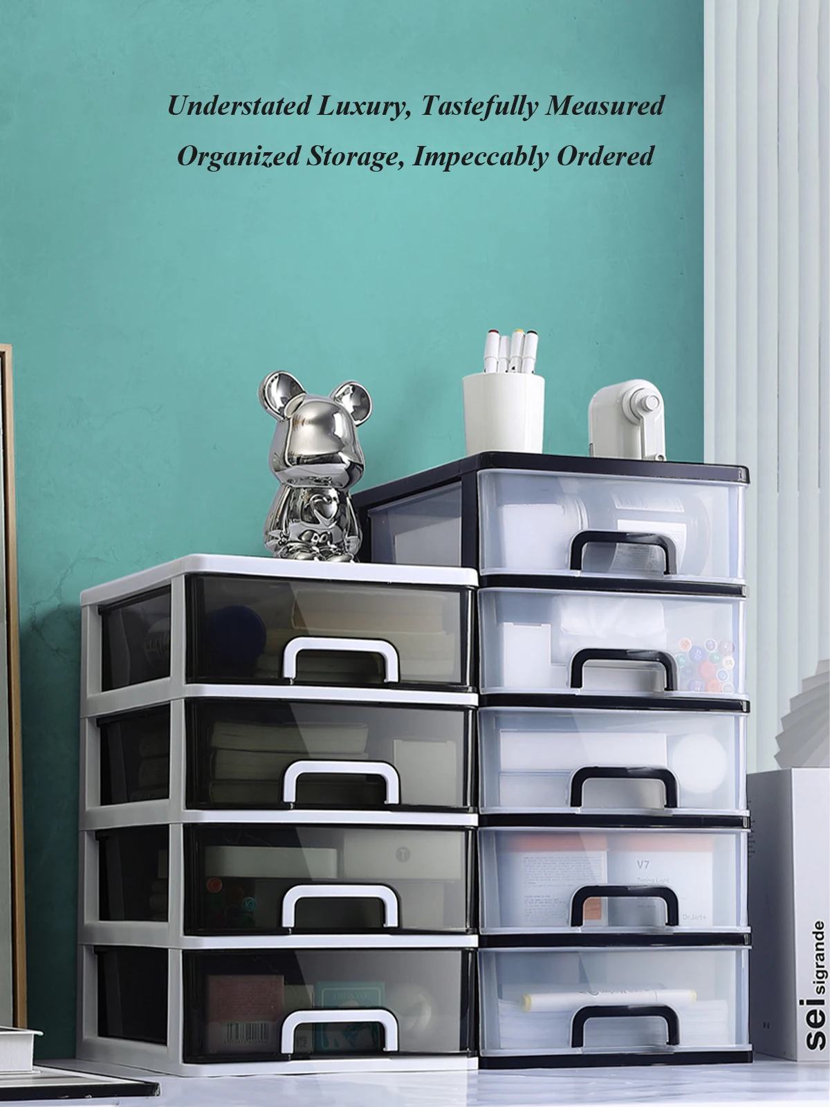 Clear Desktop Storage Box with Drawer - Drawer Detail
