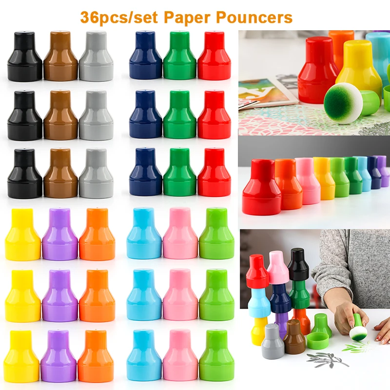 

36pcs/set Paper Pouncers Rainbow Inking Sponge Colorful Ink Applicator with Storage Cases for Card Making Scrapbooking Craft