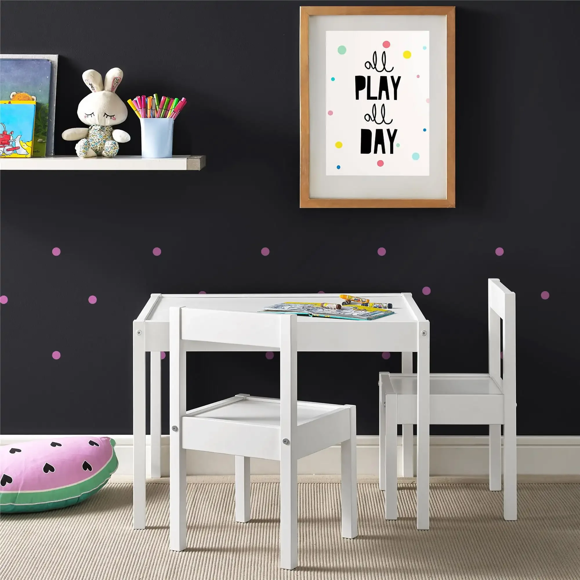 

Hunter 3-Piece Kiddy Table & Chair Kids Set, Gray / White