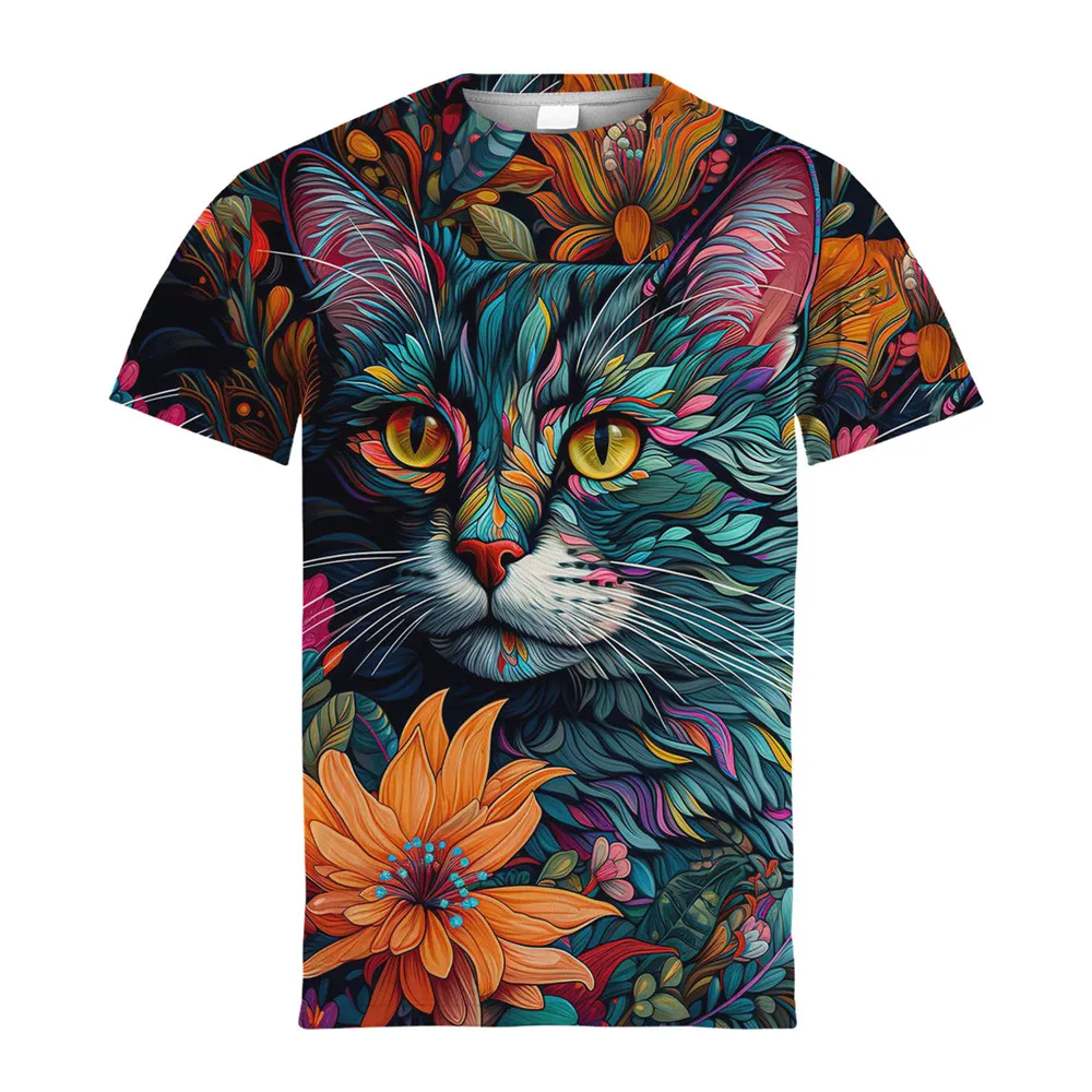 Children's Clothing Novelty Tshirts O-Neck Print Tee Tops Kids Clothes Fashion Cat Costume Short Sleeve Summer T-Shirt for a Boy