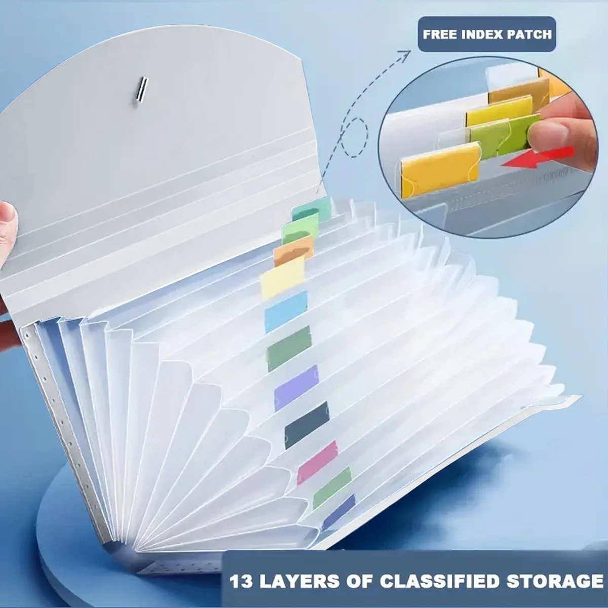 

13 Grid Accordion File Package With Cloth Surface Multiple Layers of Folders, Bills Storage Bag, Large Capacity Filing Organiser