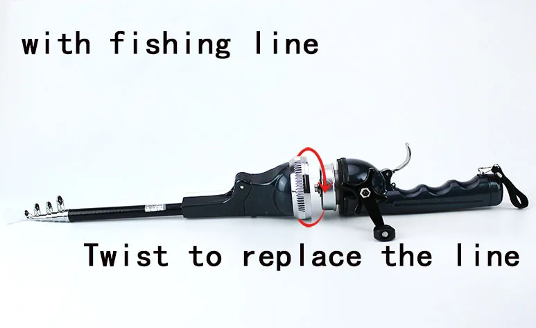 Foldable Fishing Rod with Built-in Hidden Wheel with Fishing Line