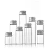 15/25/60/80/100ml Mini Clear Glass Bottles Screw Top Aluminum Lids Sealed Container Sample Capsule Tube Jars Transparent Vial 5