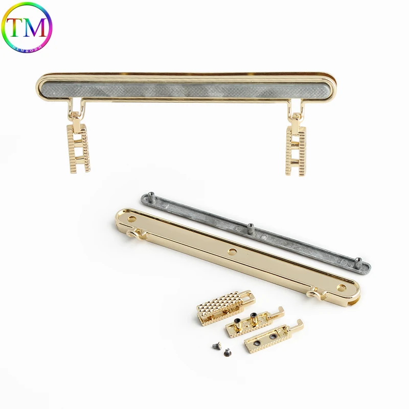 5-10PCS Rectangle Gold Metal Handles For DIY Handcrafted Sewing Brackets Shoulder Strap Purse Frame Replacement Accessories