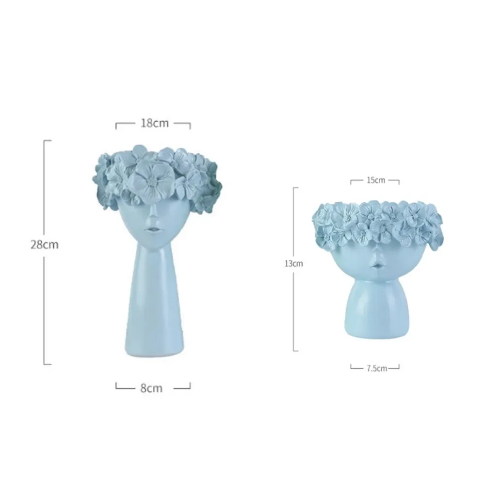 Nordic Home Decoration Resin Vase Statue Sculpture Makeup Brush Holder Storage Box Pen Holder Creative Flower Pot Art Supplies 6