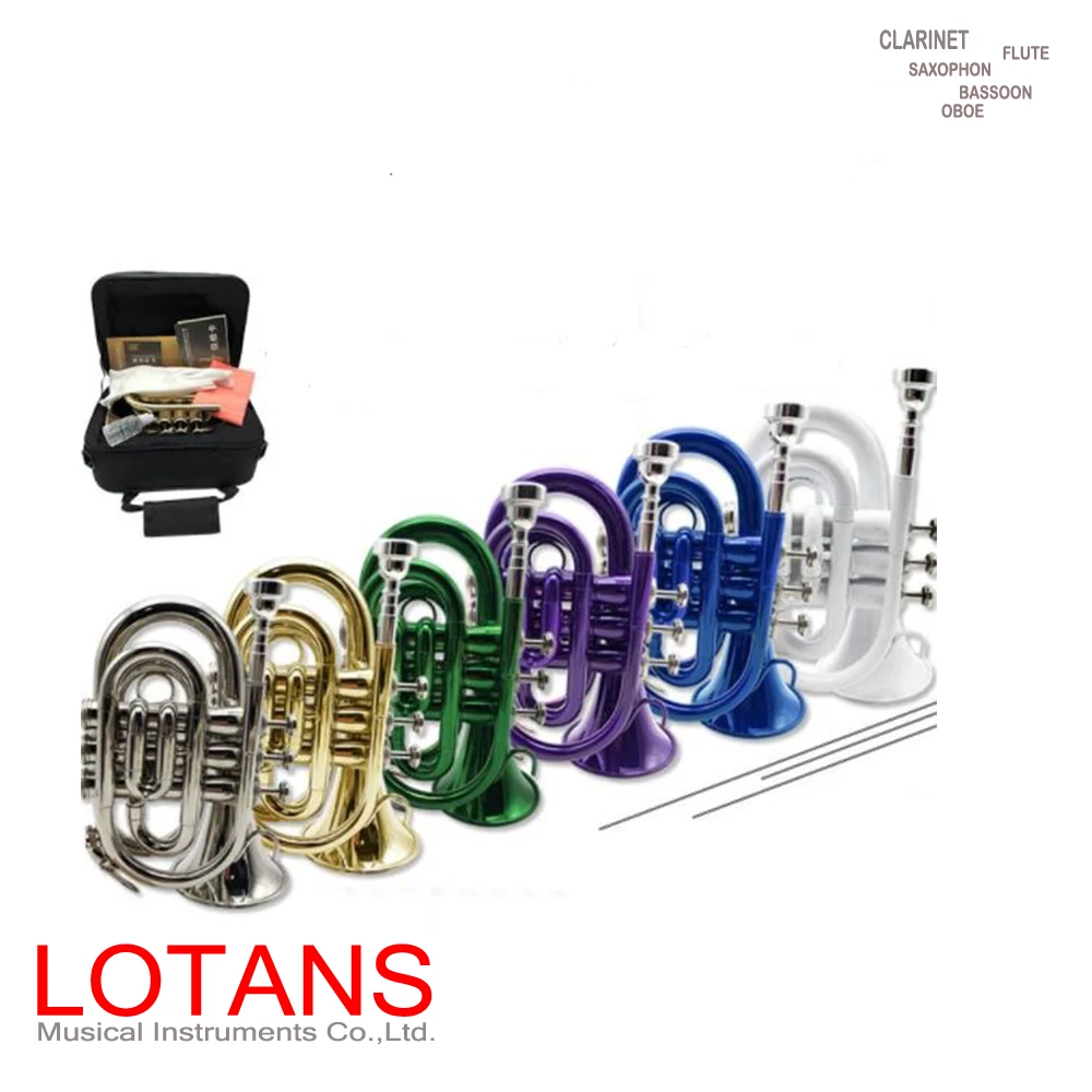 Cheap Bb Golden colorful pocket Trumpet for Sale