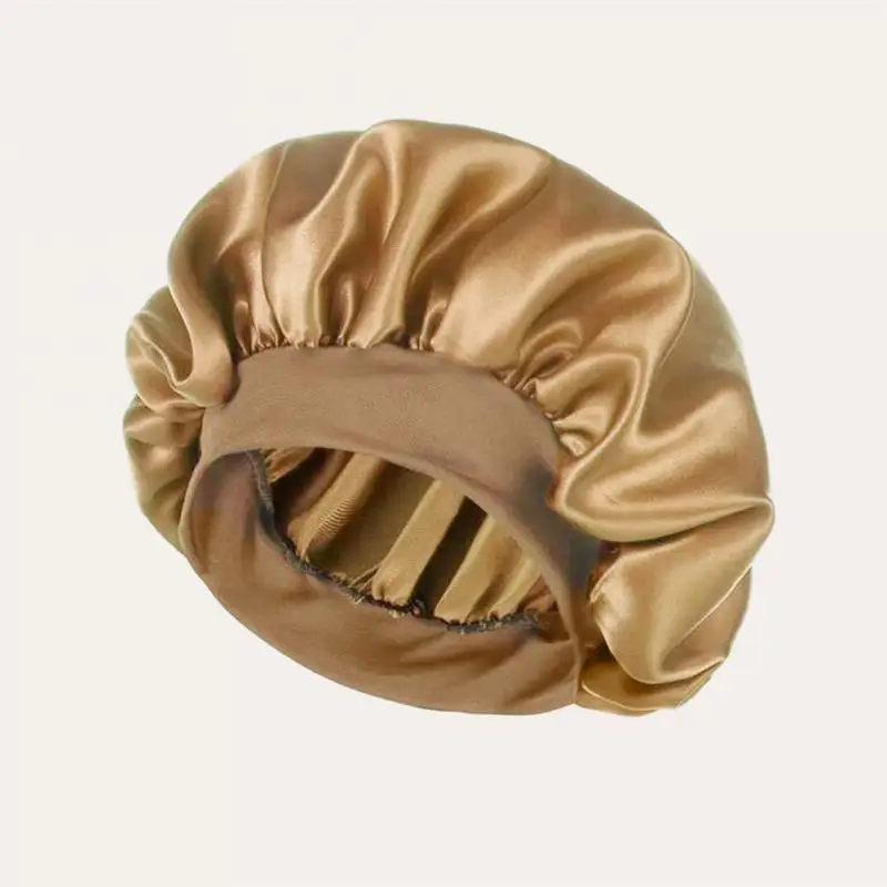 Satin Bonnet Women's Sleeping Hat Round Wide-brimmed Hair Care Elastic Band Unisex Head Wrap Night