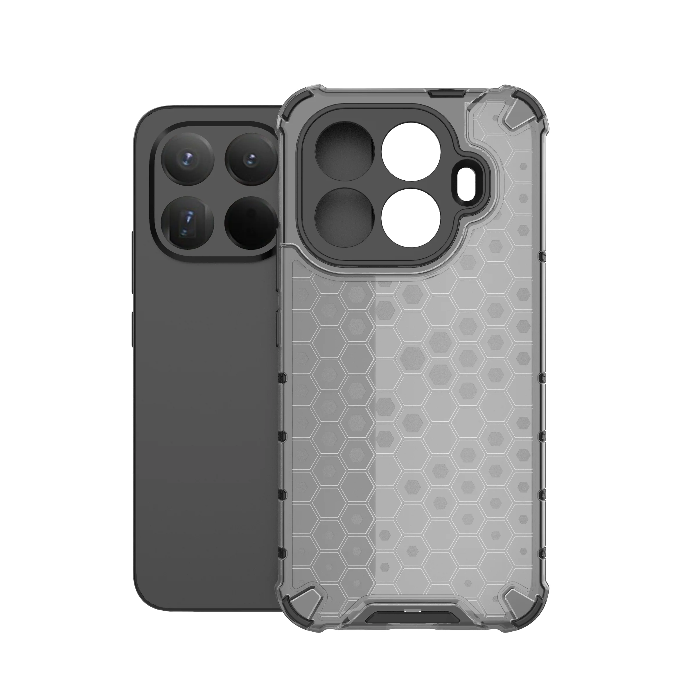 Shockproof Transparent Honeycomb Phone Case with Hybrid Bumper Armor Cover