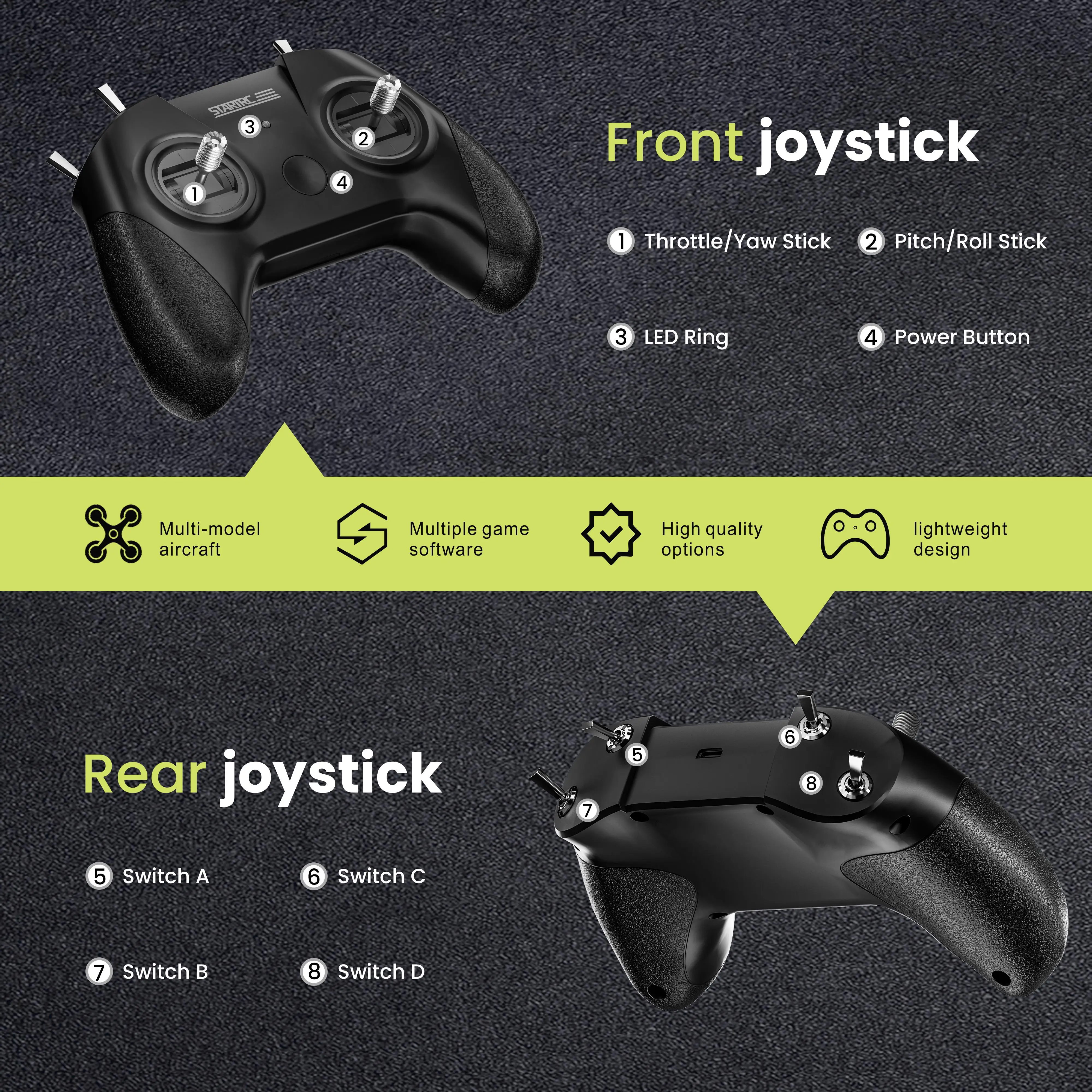 DJI/리프트오프/벨로시드론/DRL FPV 드론 비행 훈련 시뮬레이션 리모컨용 S8 시뮬레이터 컨트롤러