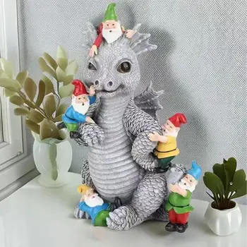 Dragon Gnome Statues Dragon Figurines Resin Animal Dragon Statues Outdoor Statue Gnome Garden Decor Spring Decorations For home 3
