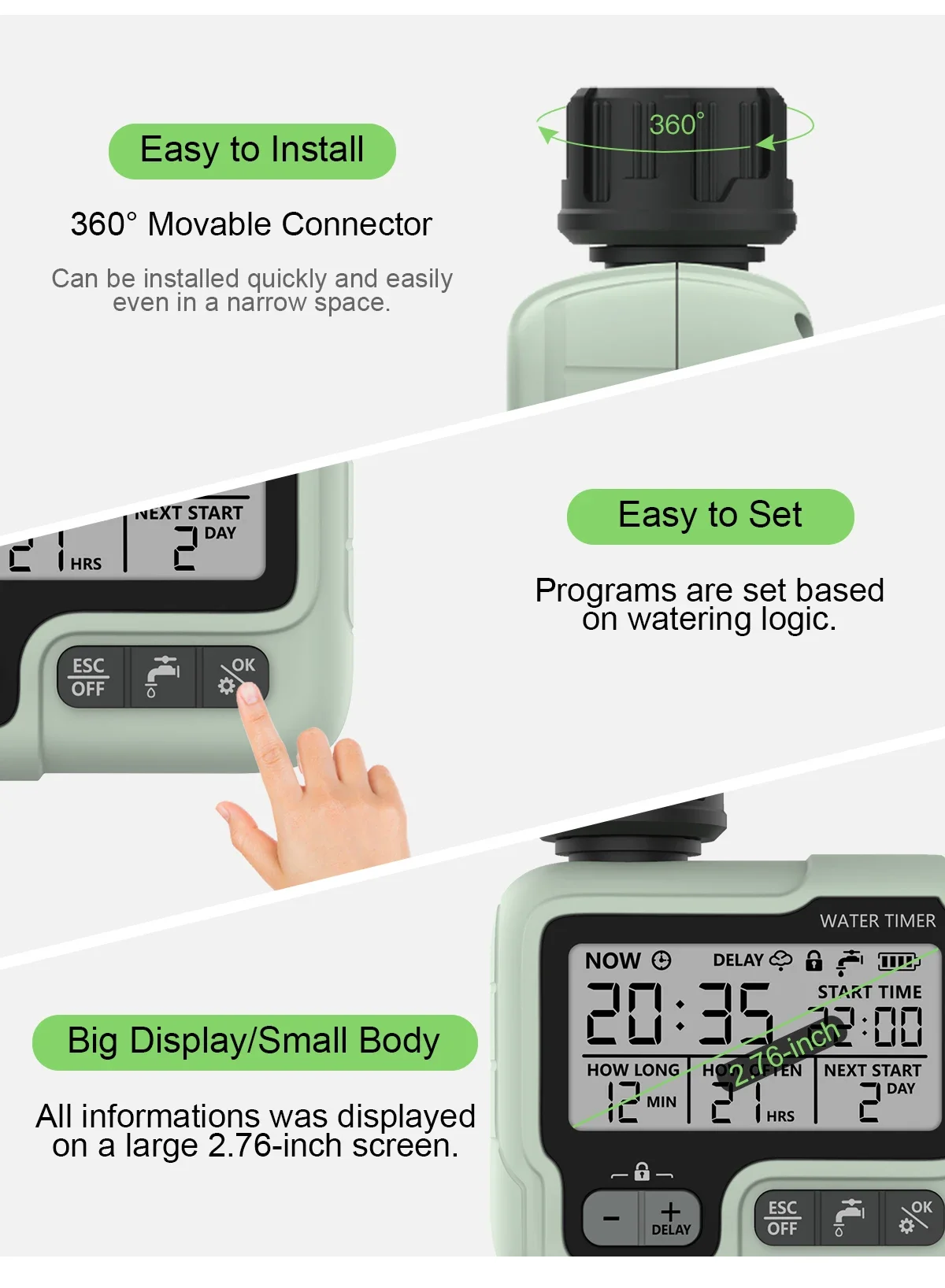 Eshico HCT-322 Automatic Water Timer Garden Digital Irrigation Machine Intelligent Sprinkler Used Outdoor to Save Water&Time