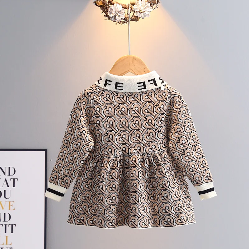 Girls Dress Children Warm Knit Autumn Winter Clothes Long Sleeves Fashion Casual Outfits for 1-6T Toddler Princess Party