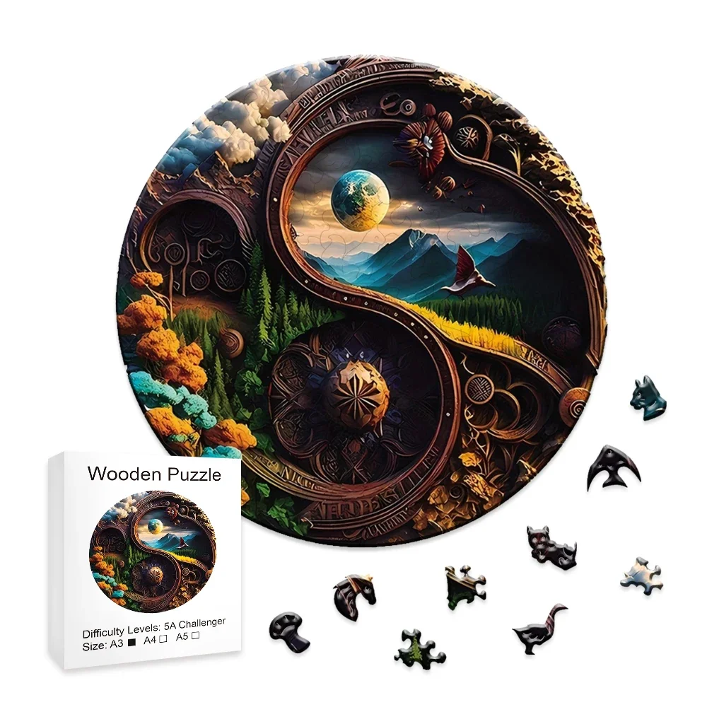

Wooden Puzzle Unique Diy Crafts Earth Interesting Adult and Children Wooden Puzzle Gifts 3D Games Gifts Education Puzzle