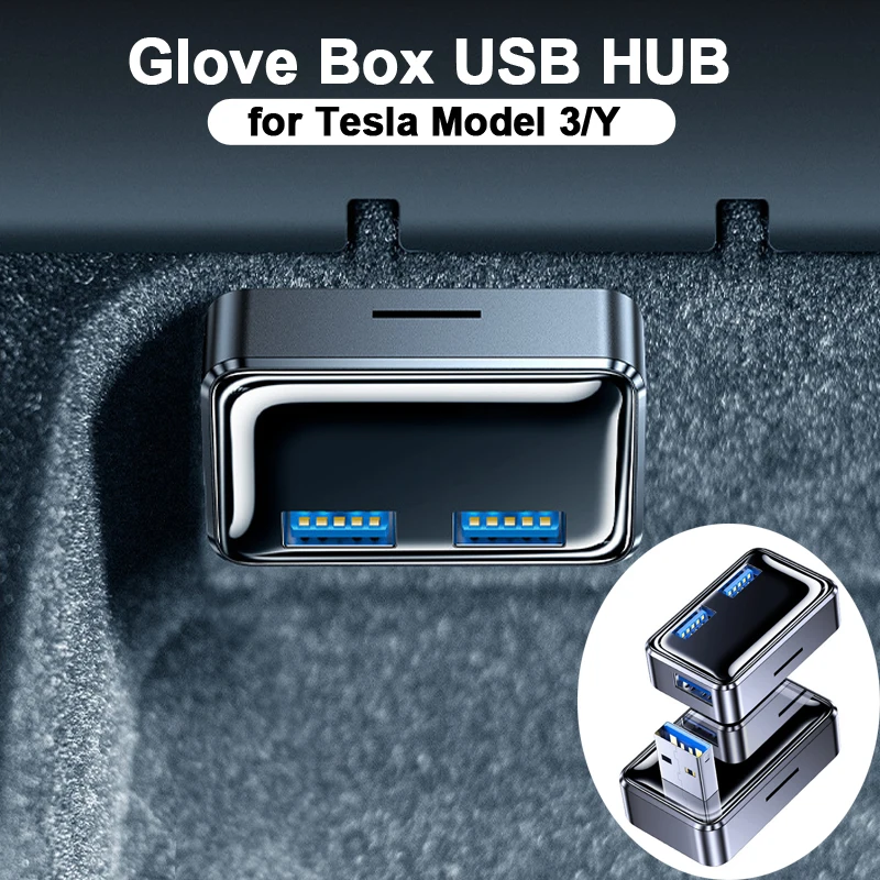 For Tesla Model 3 Y Glove Box Usb Hub Ports Model3 Glovebox Mini Cube