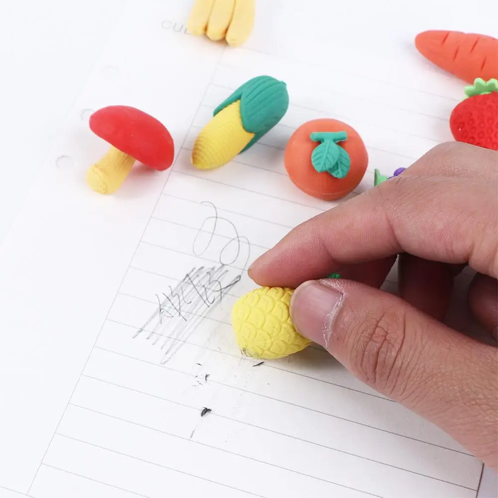 Gommes miniatures colorées pour enfants, mini gommes à crayons, fruits, minuscules aliments, packs de prix pour étudiants, fournitures scolaires