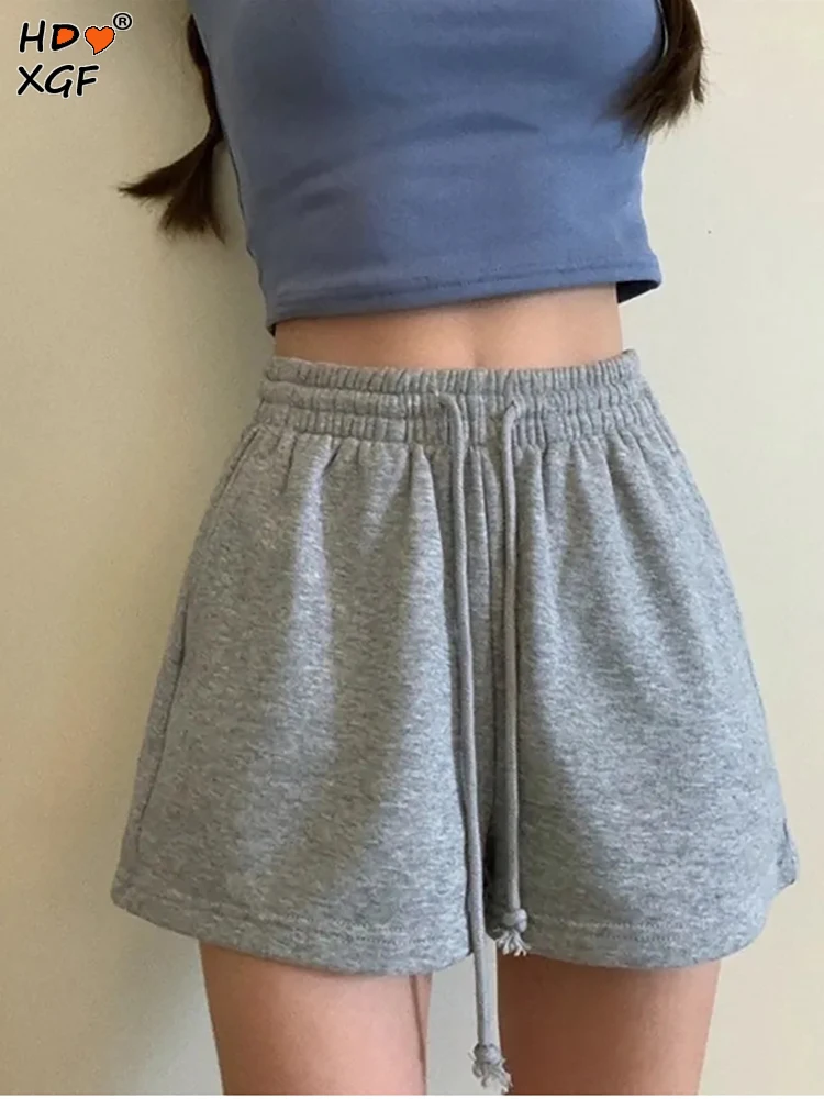 

Women Shorts Solid Cotton Cozy Simple 2023 Casual Loose Hipsters Running Breathable All-match Streetwear Teens Wide Leg Bottoms