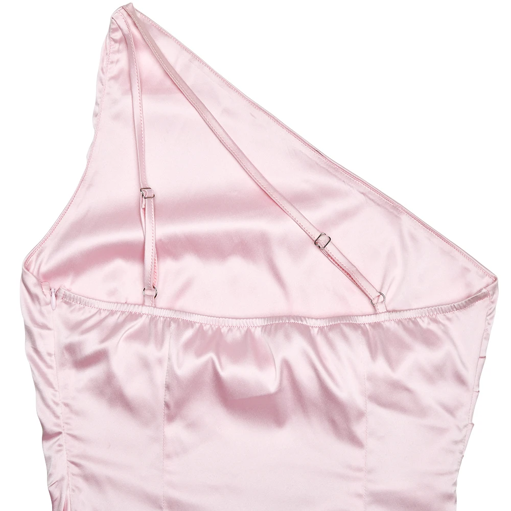 Elegant Satin Sleeveless Bodycon Ruffle Irregular Long Dress Women Sexy Backless Party Evening Dress Autumn New Vestido