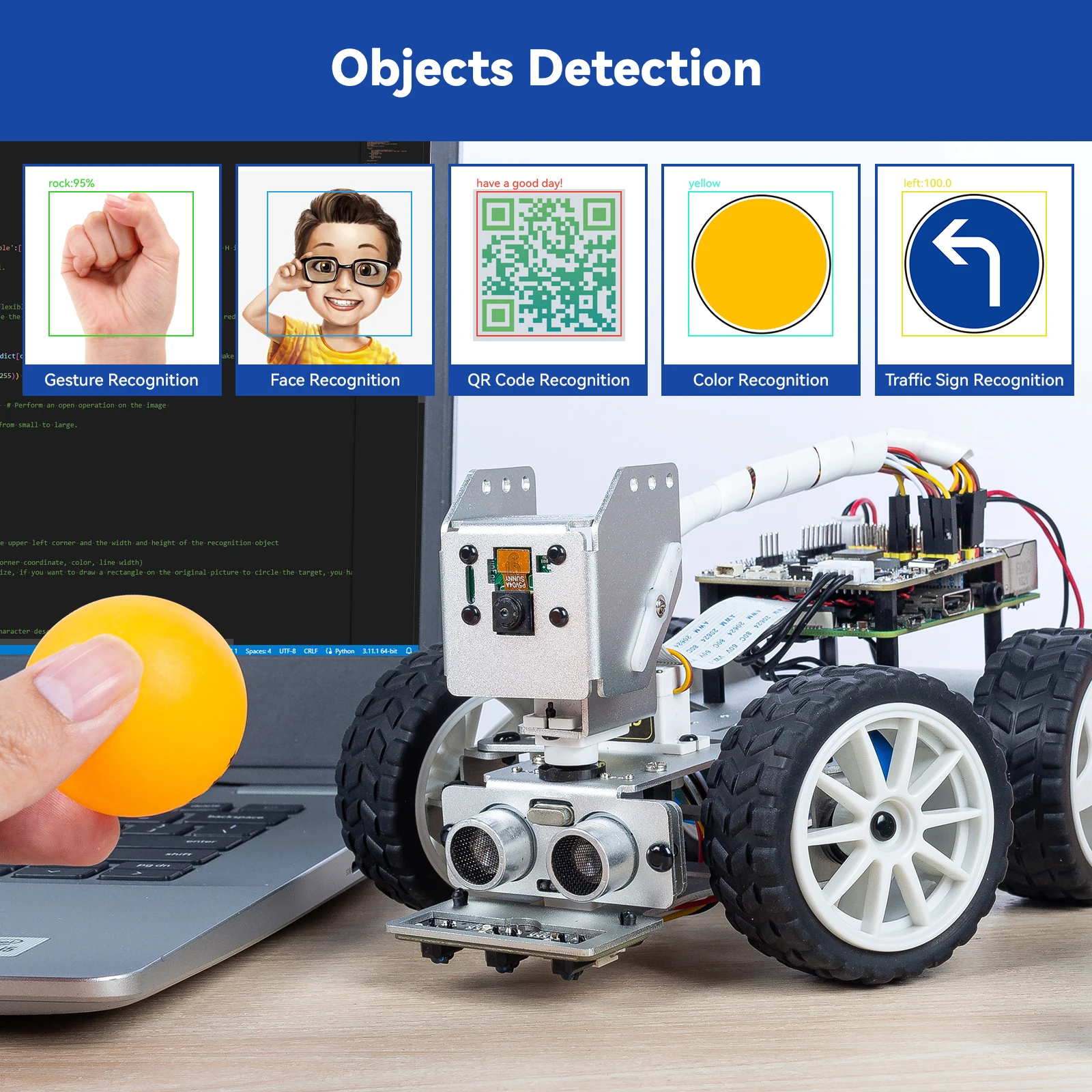 CC SunFounder Raspberry Pi Smart Video Robot Car Kit Python/Blockly (Like Scratch) Rechargeable Batteries Included robot diy kit