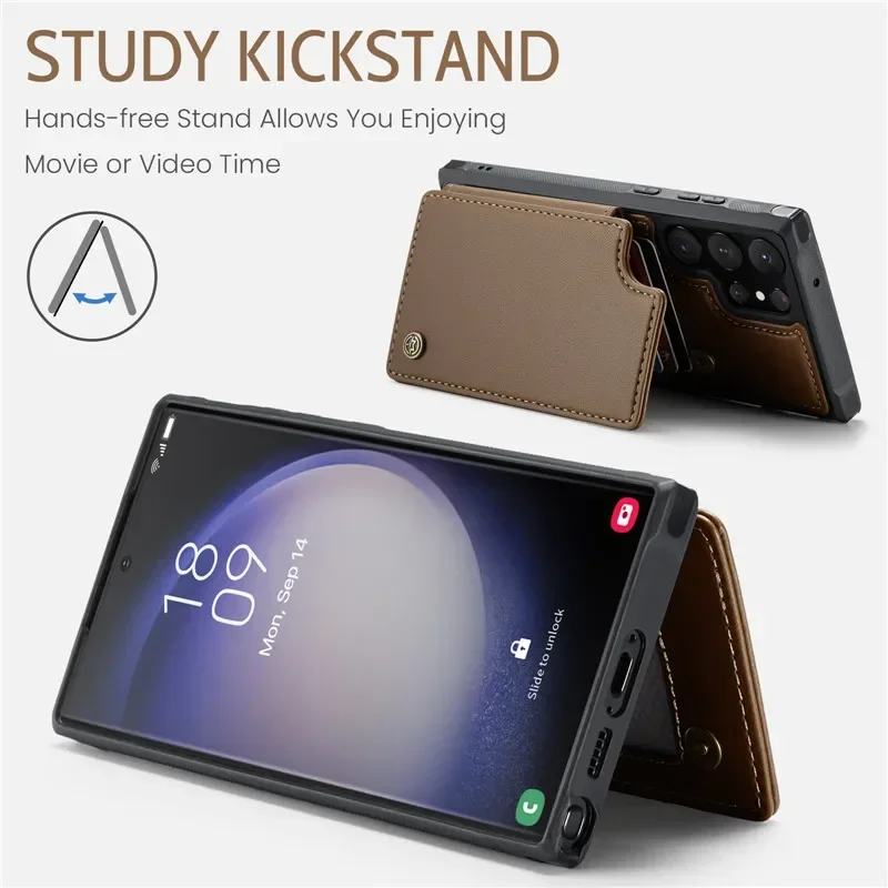 Leather Wallet Card Case with Flip Cover