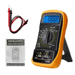 Handheld Digital Multimeter with LCD Backlight - Portable AC/DC Ammeter Voltmeter Ohm Tester (XL830L-Yellow)