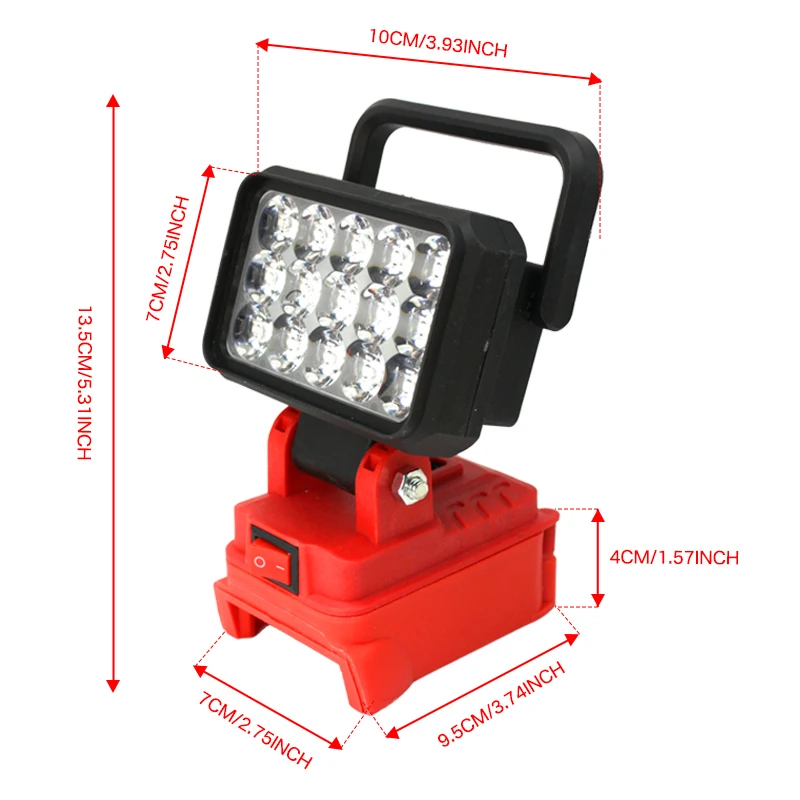 LED Light Fit Milwaukee Battery M18 Portable Spotlight Cordless Outdoor Work Fishing
