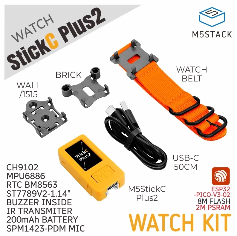 

M5Stack StickC Plus2 ESP32 IoT development board Wearable watch set