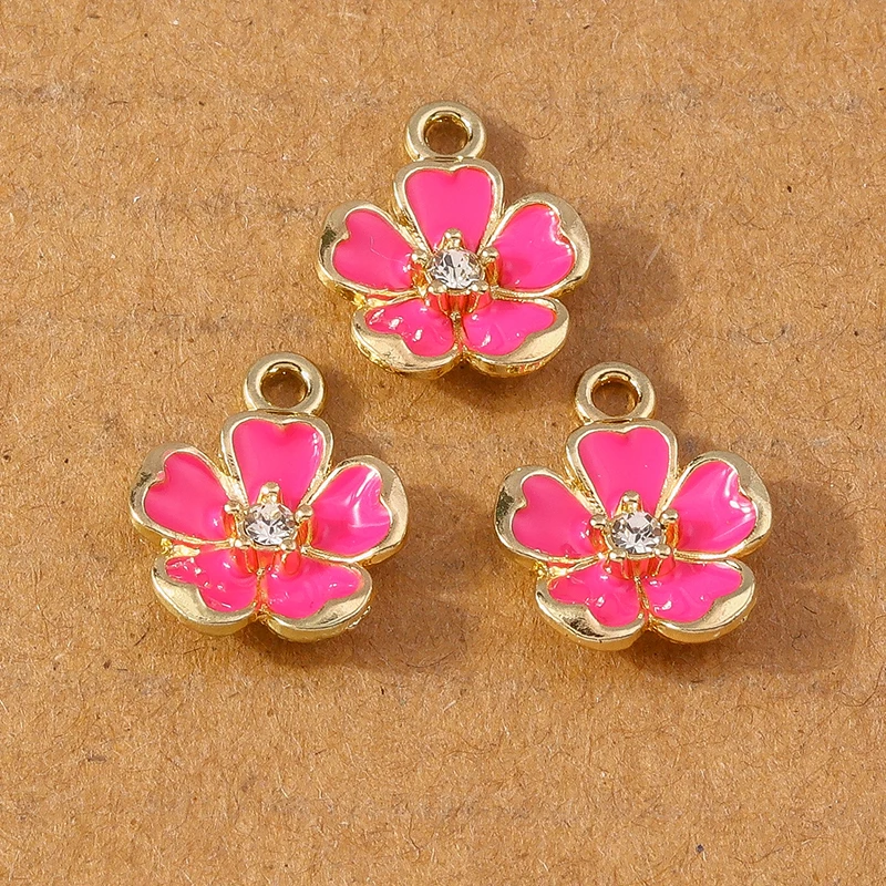 10 Stück Niedliche Emaille-Blumen-Anhänger für Schmuckherstellung Halsketten Ohrringe Armbänder DIY Zubehör – Detail 6