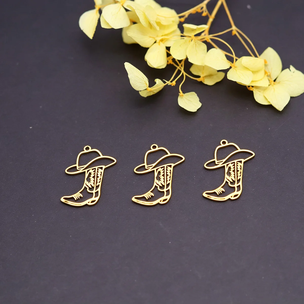 3pcs 서양 카우보이 부츠 참 스테인레스 스틸 펜던트 쥬얼리 만들기 귀걸이 팔찌 DIY 수제 액세서리