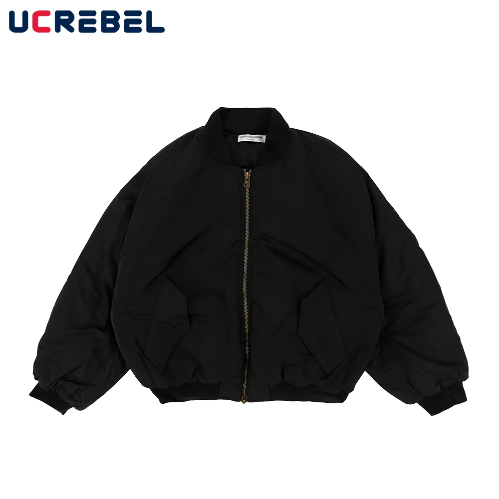 

Safari Style Solid Color Casual Ma-1 Bomber Jacket Mens Winter Warm Loose Zipper Outerwear Men Padded Jacket