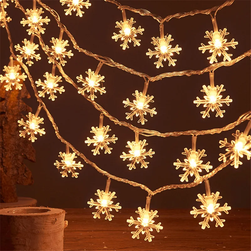 

Merry Christmas Decoration 6M 40led Snowflake LED Garland String Lights Battery Powered Fairy Lights Garlands New Year Navidad