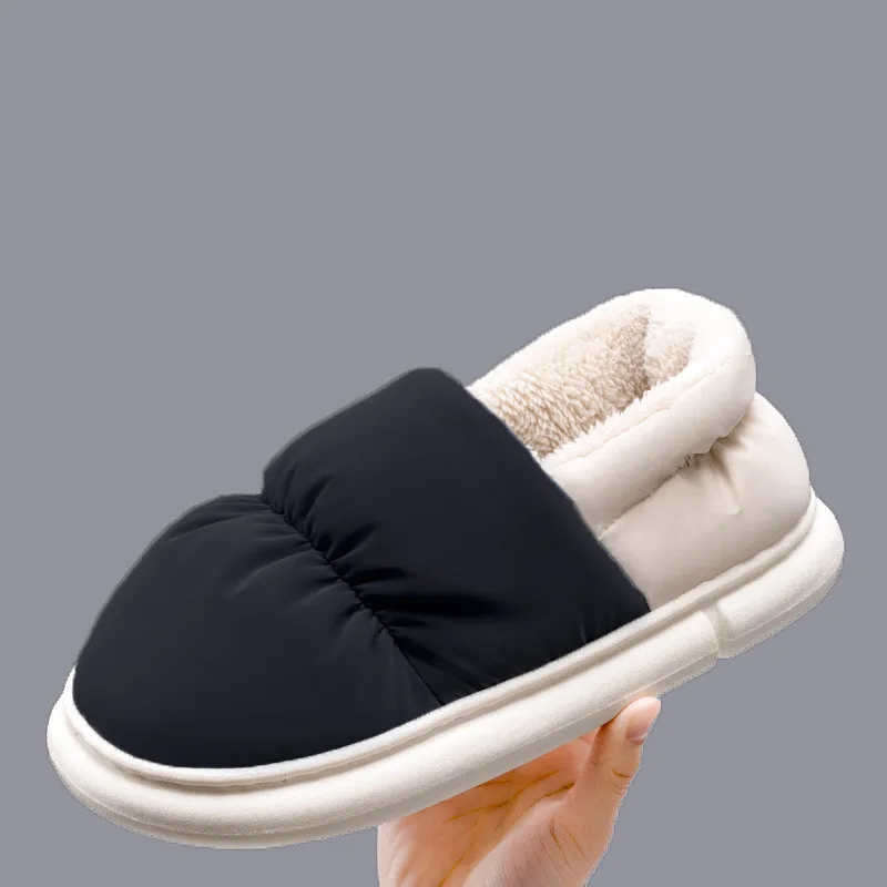 

Winter Warm Slippers Women Men Waterproof Soft Thick Bottom Home Shoes Plush Women Indoor House Couples Anti Slip Furry Slides