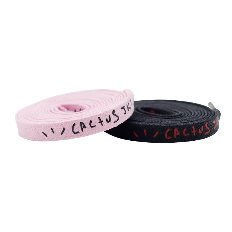 Weiou Adorable Japanese Script 2 Color Shoe Laces 8 MM Flat Single Head Printing Wax Shoelaces for Canvas Shoes Leisure Sneakers