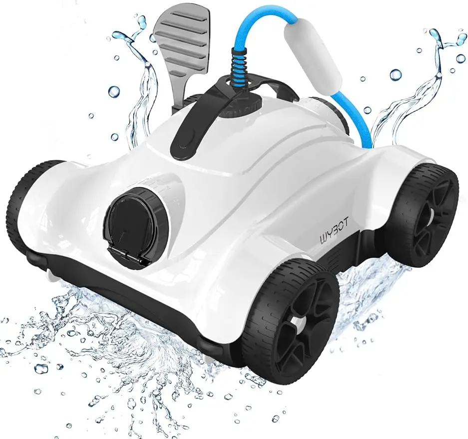 

WYBOT Robotic Pool Cleaner, Automatic Pool Vacuum with Dual-Drive Motors, 3 Timing Functions, 33ft Swivel Floating