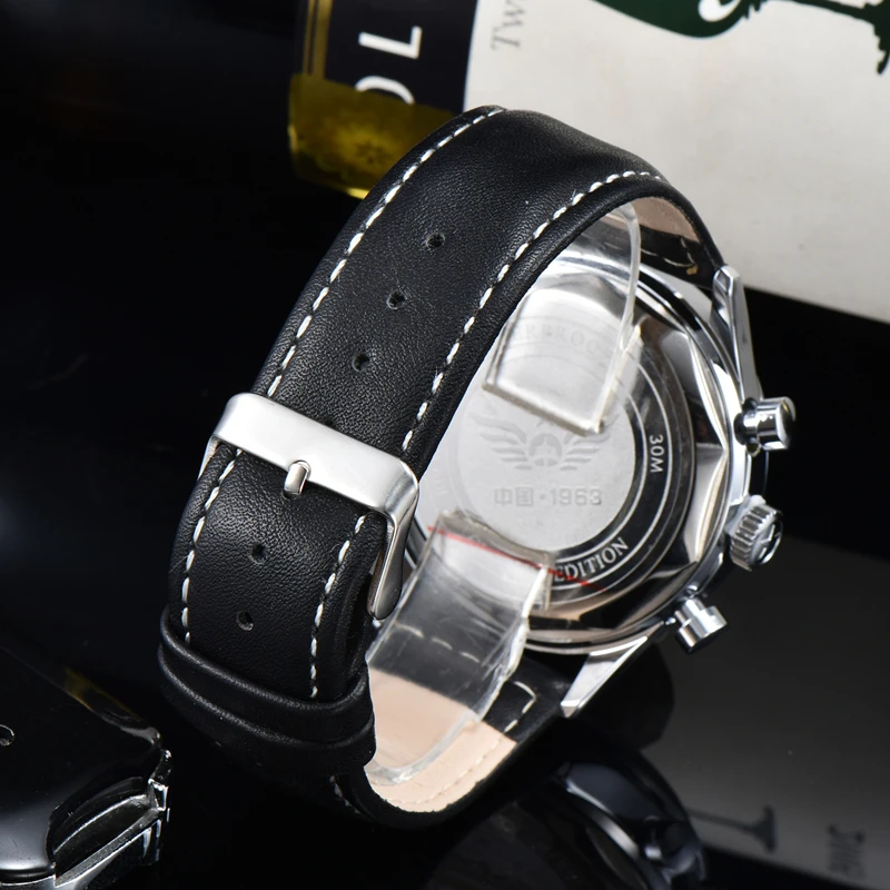 FLEXFIL 21 Zuan 1963 Chronograph Pilot Quartz Watch Men 42mm Panda