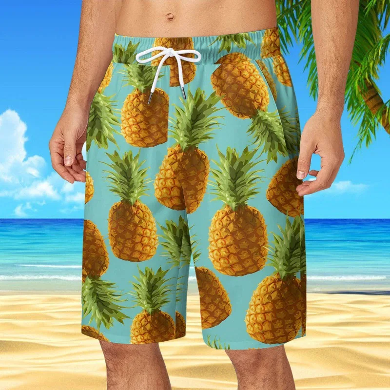 Mens Hawaiian Beach Shorts Coconut Tree Print