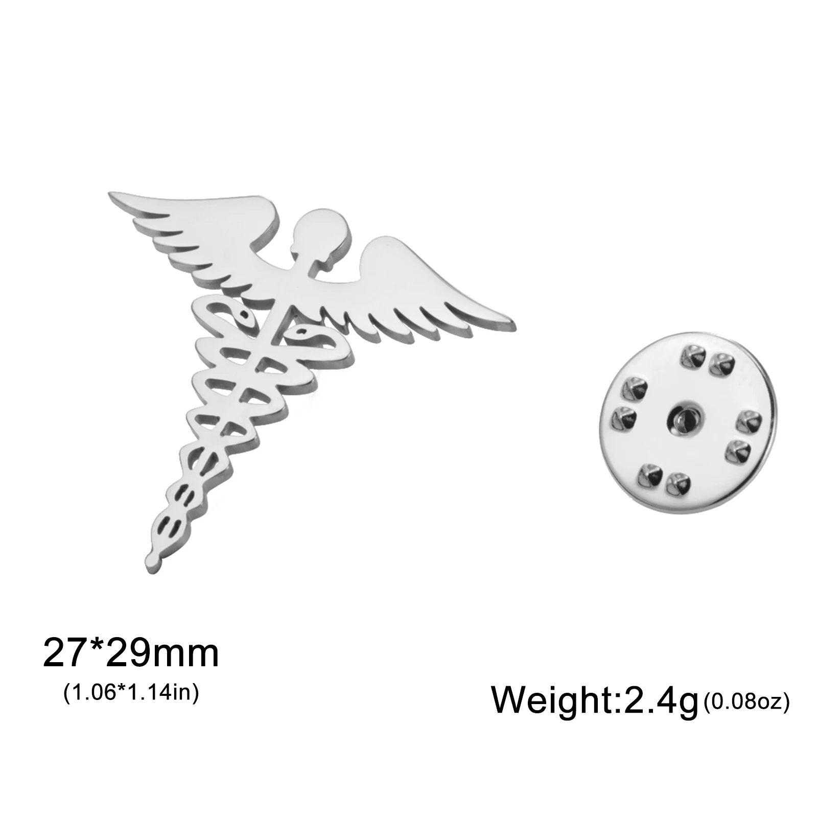 Dimensions de la broche caducée