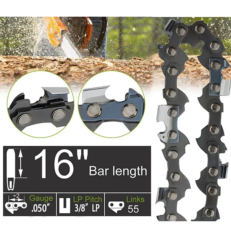 Chainsaw Chain 16 Inch 3/8 LP .050 Gauge 55 Drive Links Semi Chisel chainsaw chain
