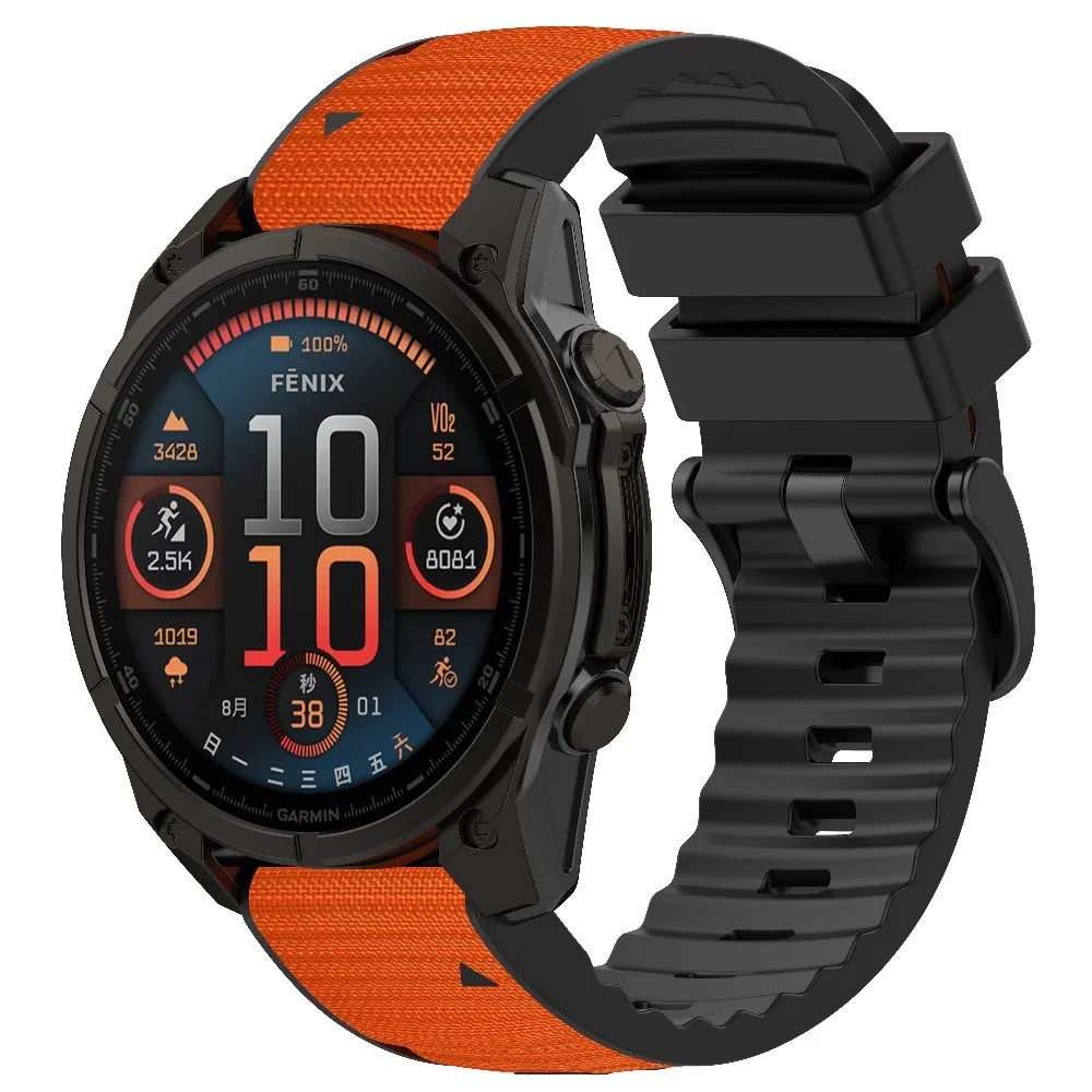 Quickfit Silicone & Nylon Strap with Leather Accents - Premium 26mm/22mm Band