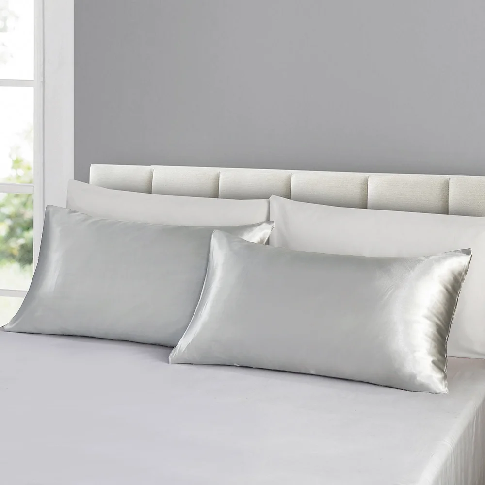 2pcs Solid Color Pillowcase Bedding Queen King Size Pillow Case Skin friendly Smooth Pillow