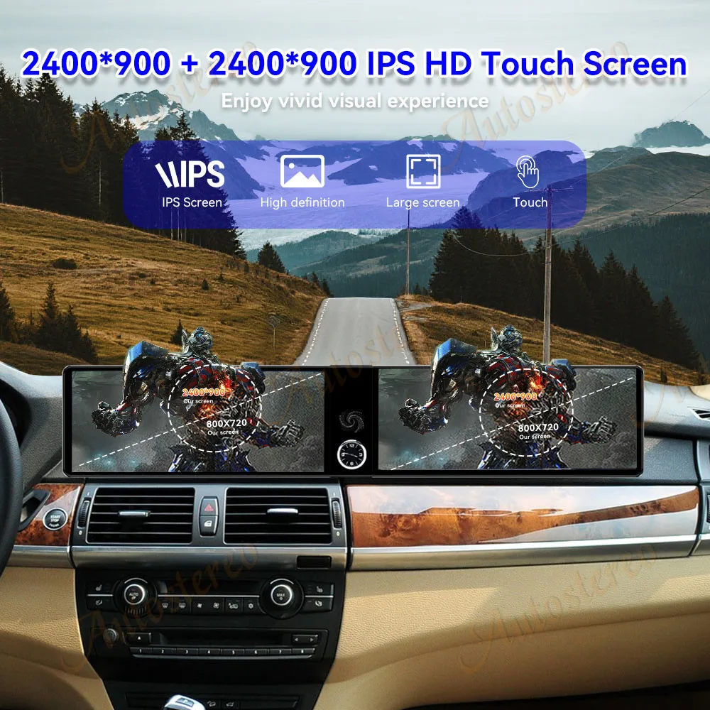 Dual Screen Android14 Car Radio Carplay Screen For BMW X5 E70 X6 E71 X6M X5M 200