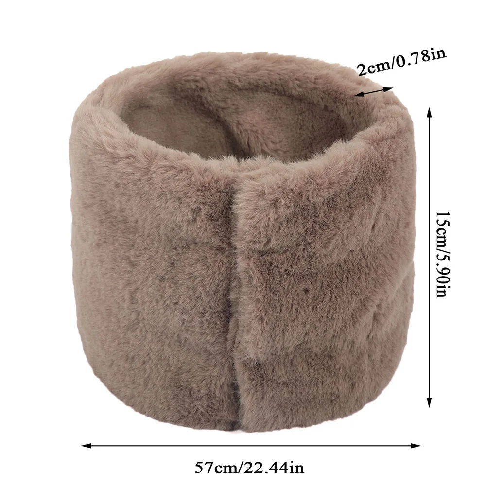 Unisex Faux Rabbit Fur Neck Tube Scarf Thicken Plush Snood Ring Scarves With Button Outdoor Windproof Neck Warmer Muffler