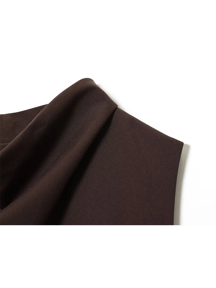 2026 New Simple Tank Top For Women Folds Stand Collar Sleeveless Slim Fit Vest Fashion Ladies Versatile Solid Casual Tanks