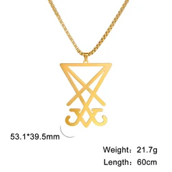 Amaxer Sigil Of Lucifer Pendant Stainless Steel Necklace Amulet Jewelry (Gold Color)
