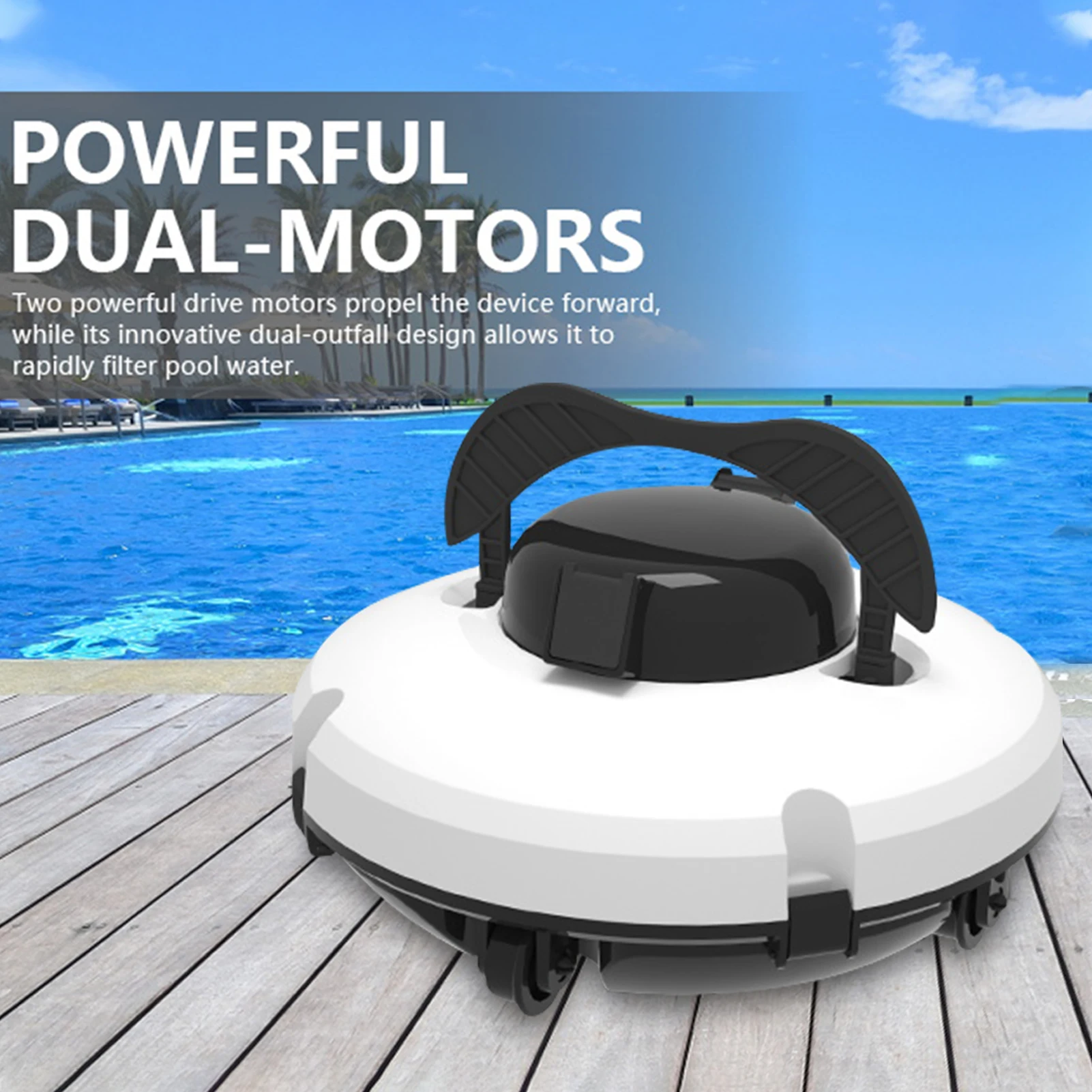 Cordless Pool Vacuum Cleaner Robotic Automatic Pool Cleaner With Dual