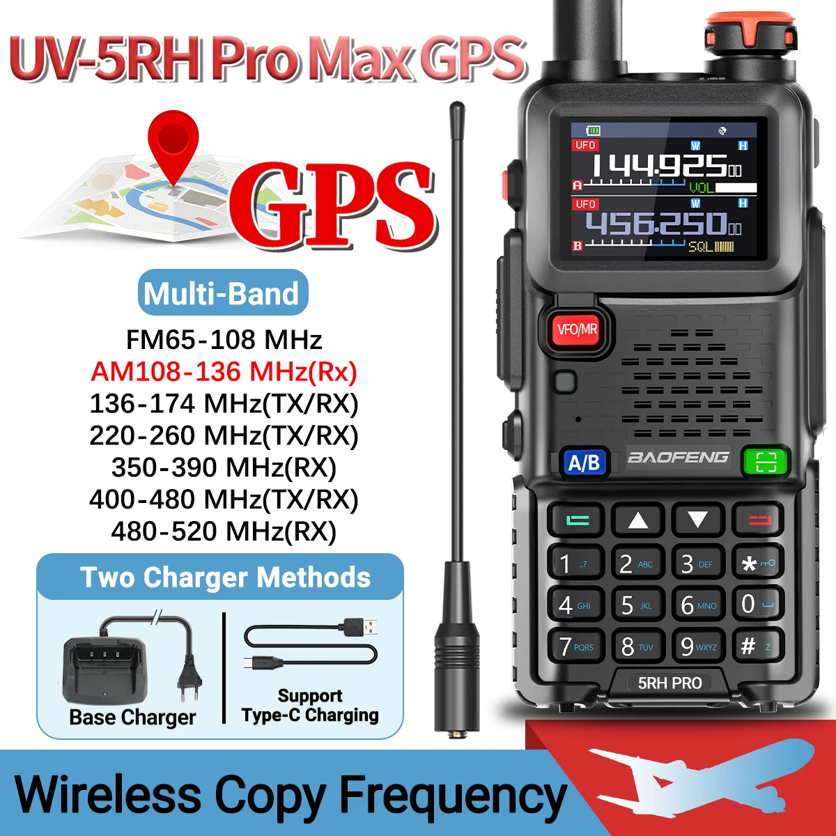 Walkie talkie Baofeng UV-5RH de Banda aerea