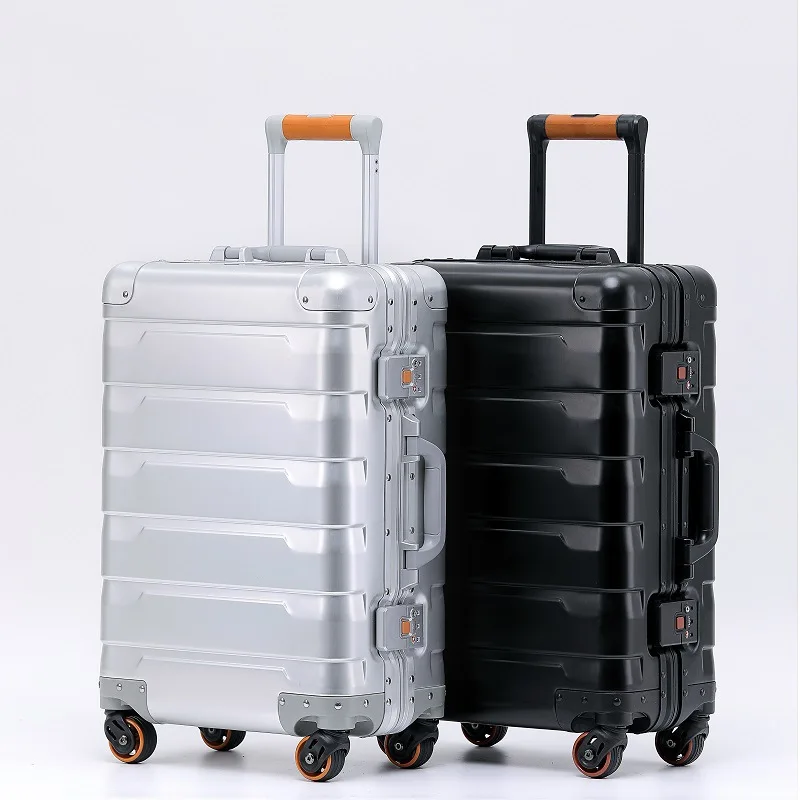 

New allaluminum magnesium alloy pullrod universal wheel men's and women's metalbox business luggageframe travel suitcase large