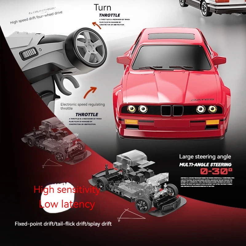 New Rc Car Four-Wheel Drive 1:16 Retro E30 Sports Car Remote Control Car 4wd 30km/H High Speed Drift Car 2.4g Cvt Rc Car Toy Boy 3